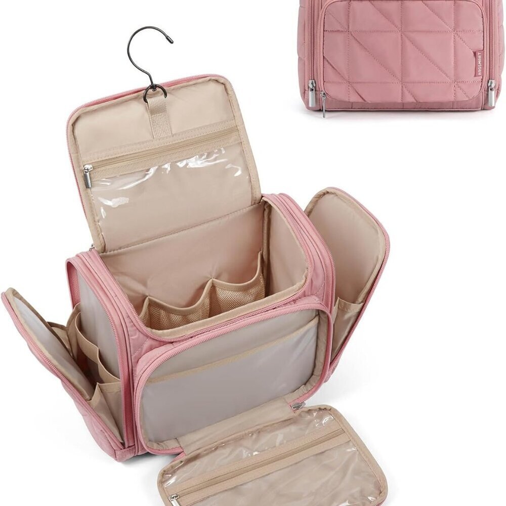 Toiletry Bag Travel Bag with Hanging Hook, Water-resistant Lightweight Puffy Mak
